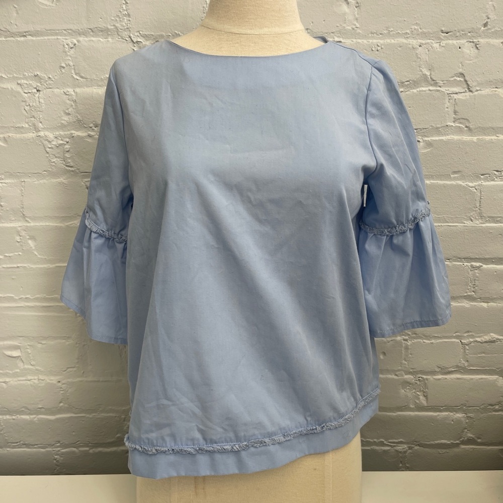 BLUE PUFFER SLEEVE BLOUSE SIZE 4
